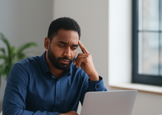 Chef d’entreprise devant son ordinateur pour suivre le SEO en 2026