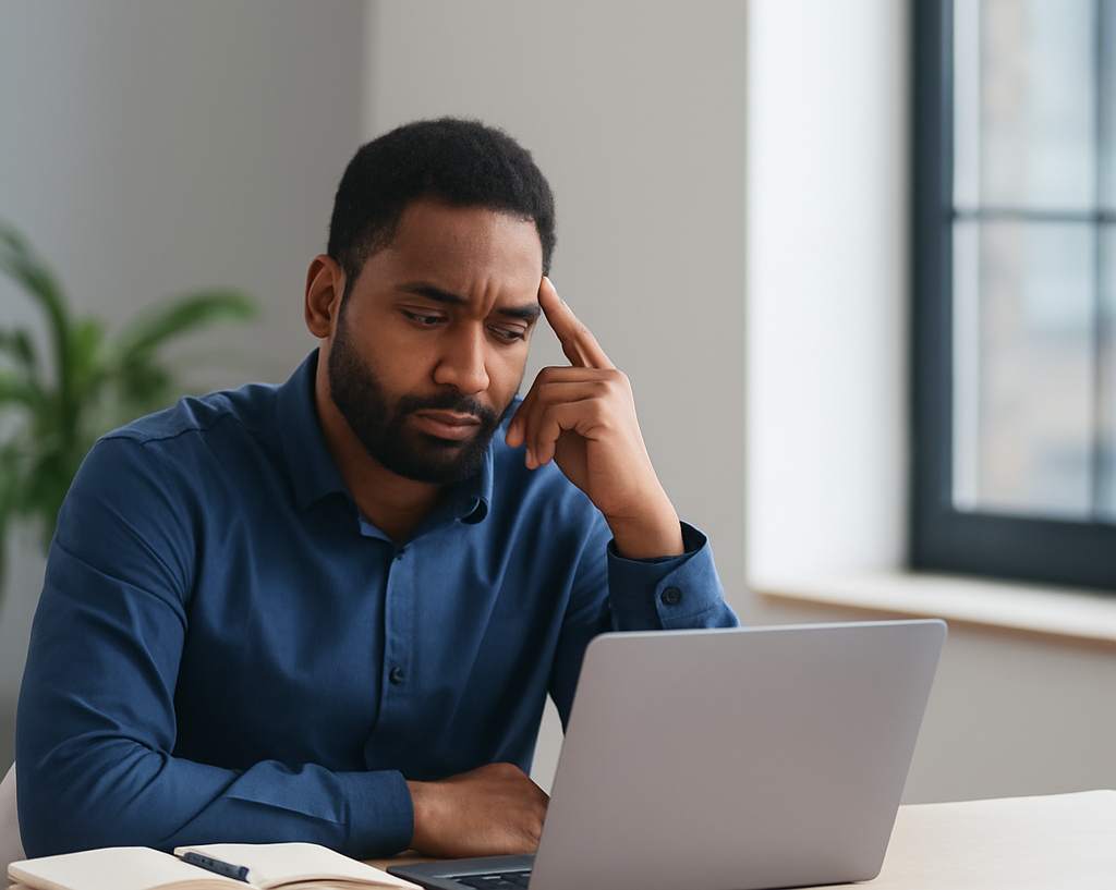 Chef d’entreprise devant son ordinateur pour suivre le SEO en 2026